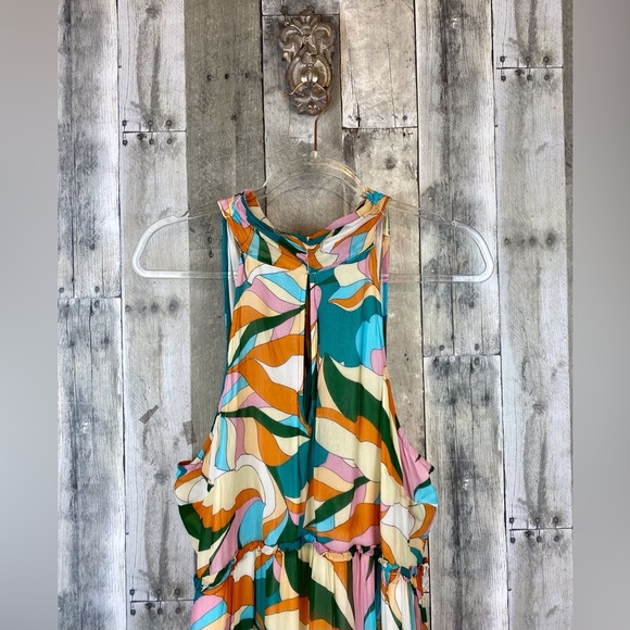 Anthropologie Maeve Keyhole Halter Maxi Dress in Blue Multi Size 1X Plus. - Picture 4 of 15